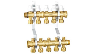  HB135-锻造连体温控式分集水器（本色）